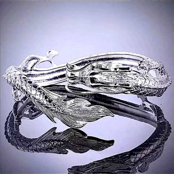 Sterling Silver Dragon Bangle Bracelet - Picture 5 of 10